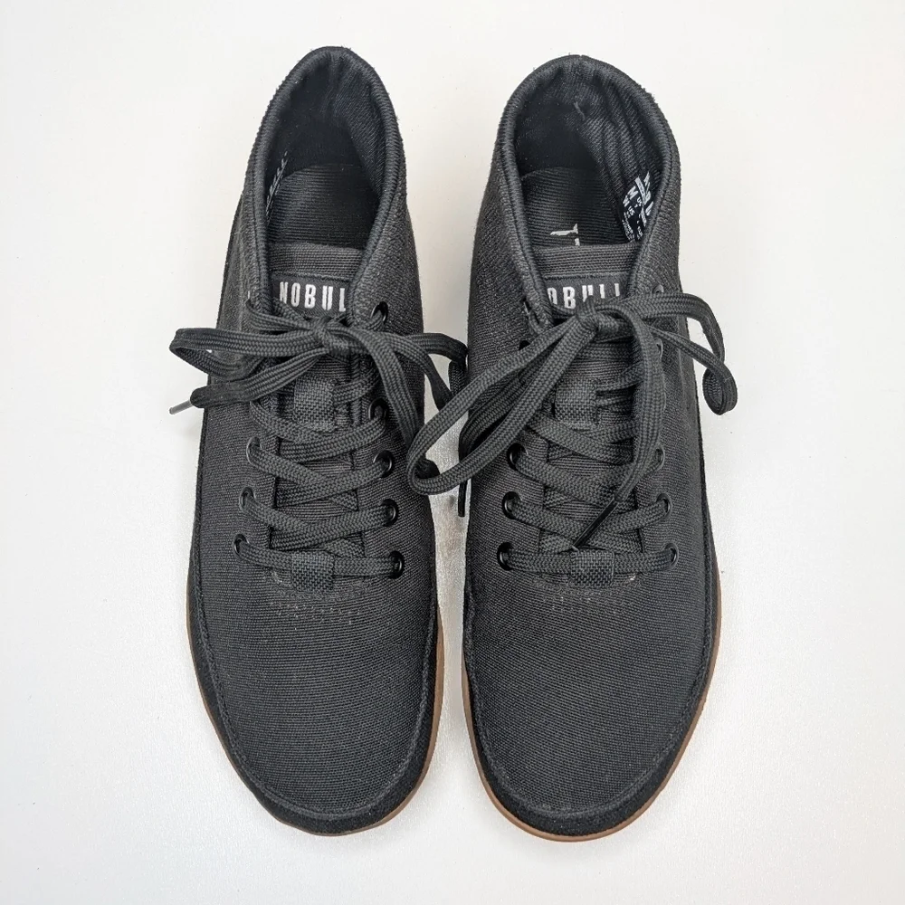 NOBULL Black Canvas Mid Top Outwork Sneakers Trainers Women's en's Size 8.5